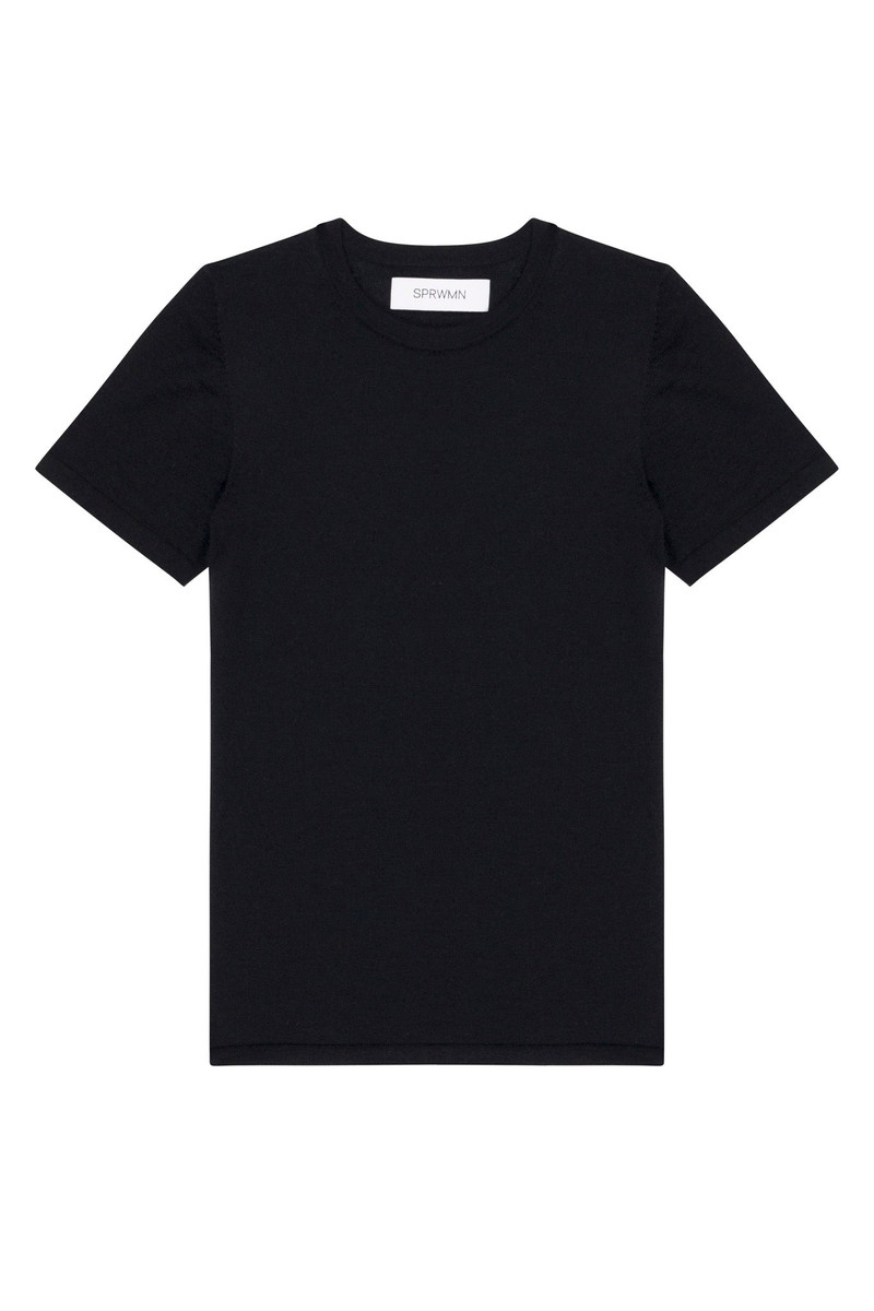 BLACK ULTRA FINE CASHMERE TEE 5