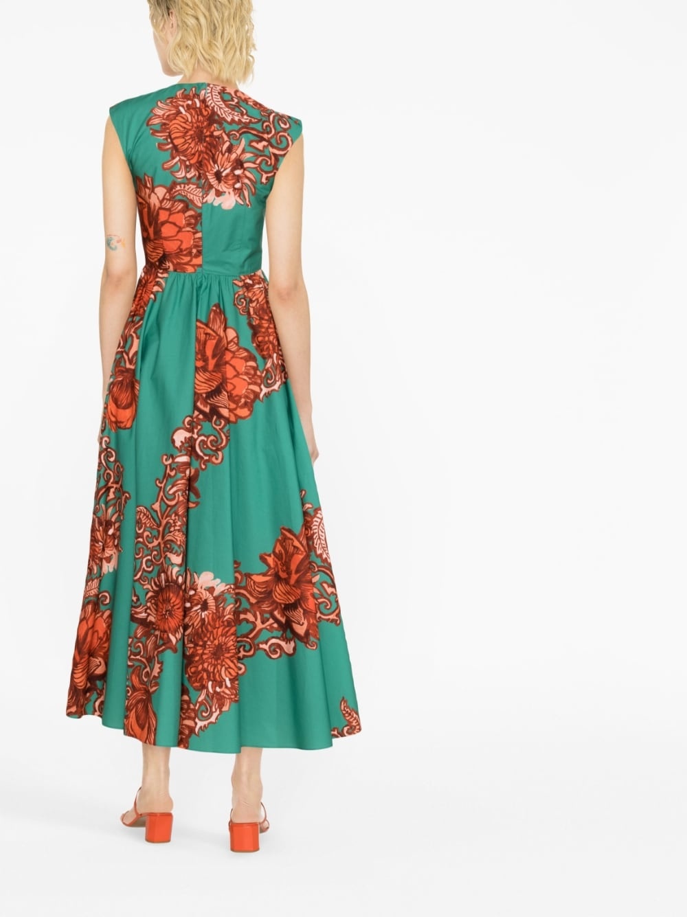 floral-print cut-out dress - 3