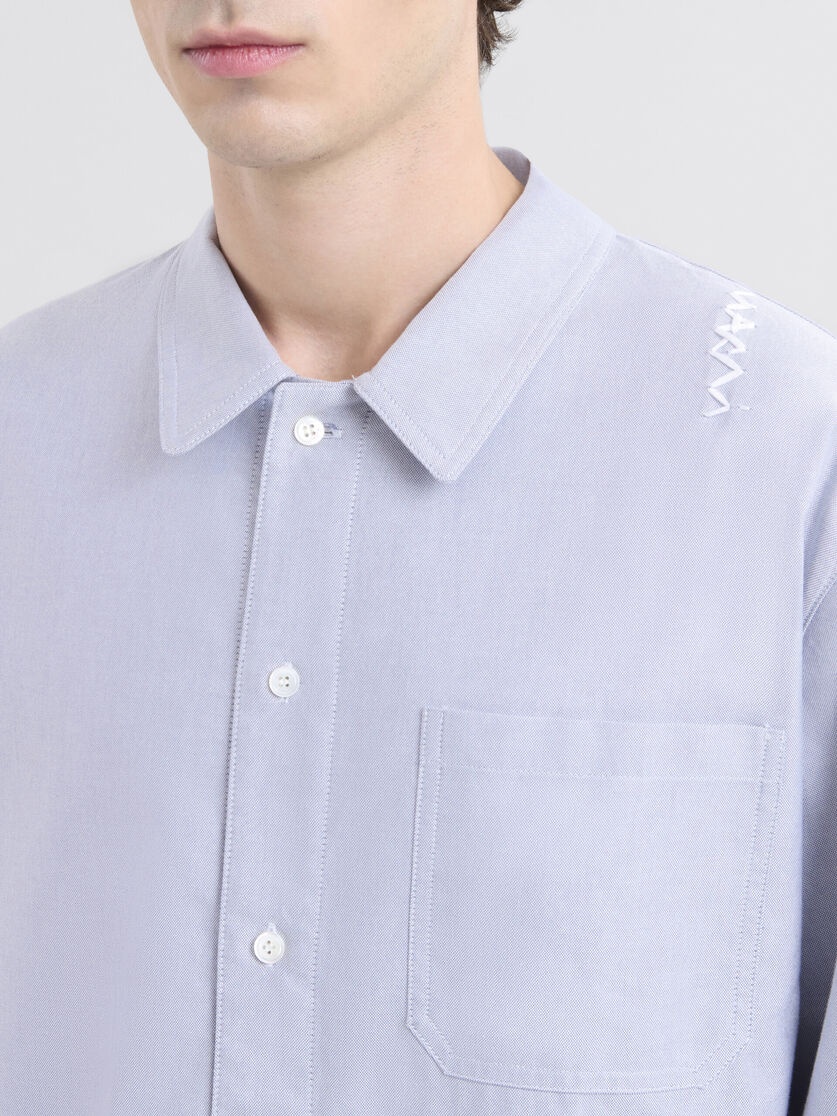 GREY OXFORD SHIRT WITH MARNI SYMBOL - 4