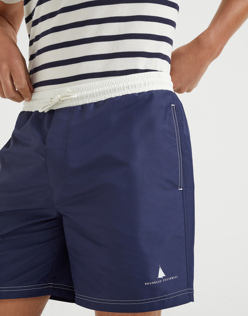 Nylon swim shorts with contrast details and print 3
