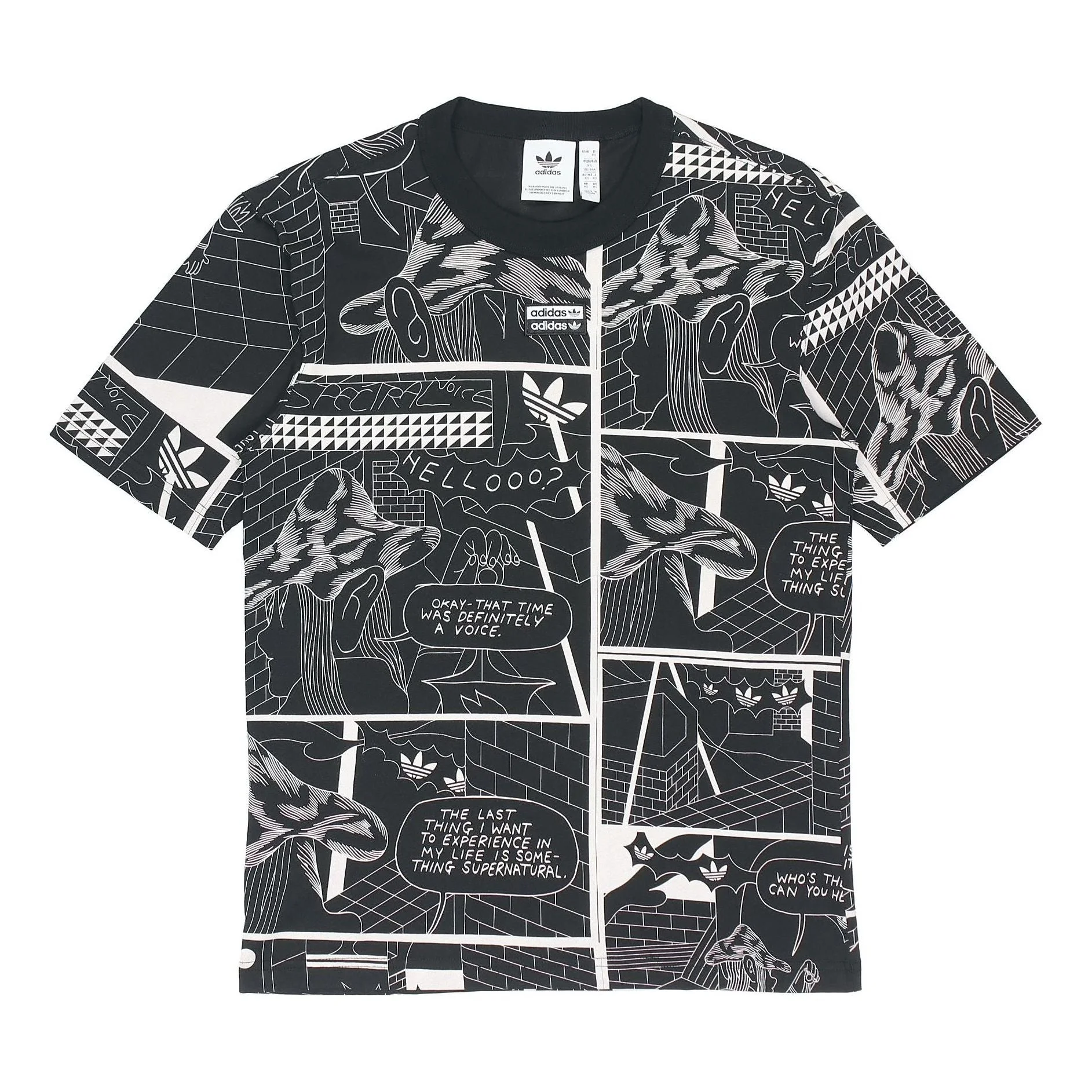 adidas originals Graphic Tee Printing Sports Round Neck Short Sleeve Black GN3346 - 1