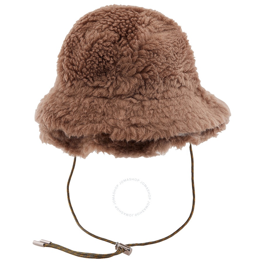 Sacai Beige Double Brim Faux Shearling Hat, Brand Size 1 - 5