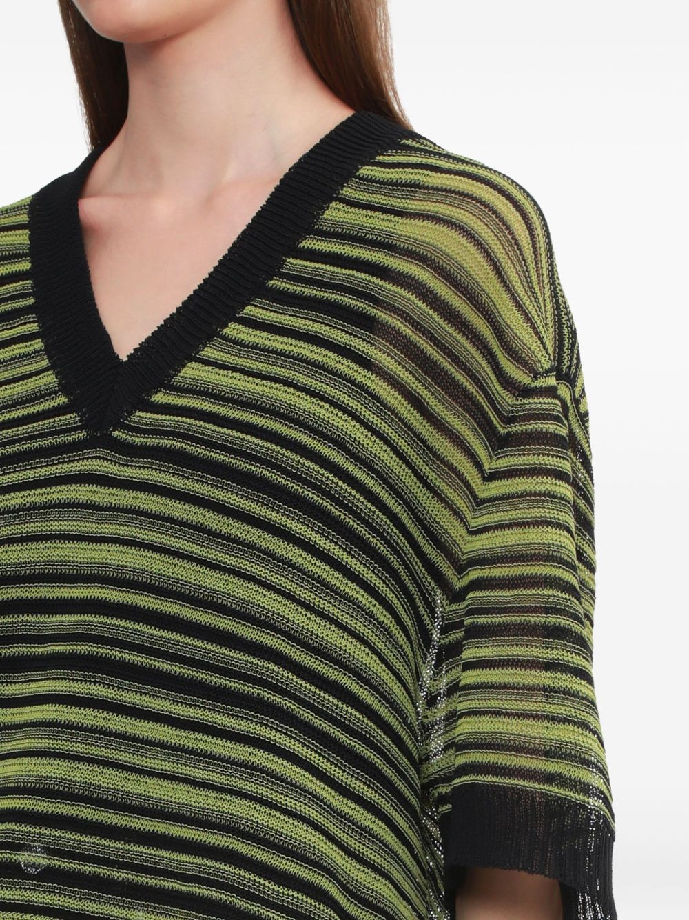 striped v-neck T-shirt - 5