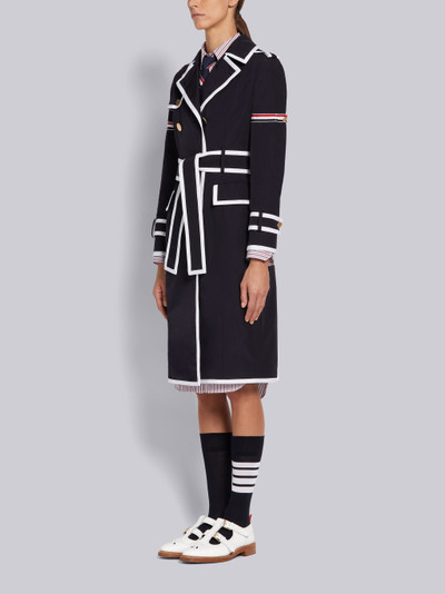 Thom Browne Navy Nylon Tech Gabardine Tipped Multicolor Placket Armband Unconstructed Classic Trench Coat outlook