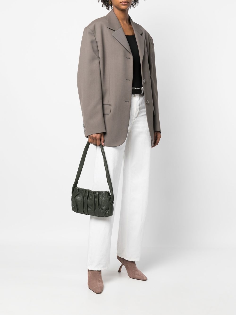 gathered-detail leather shoulder bag - 2