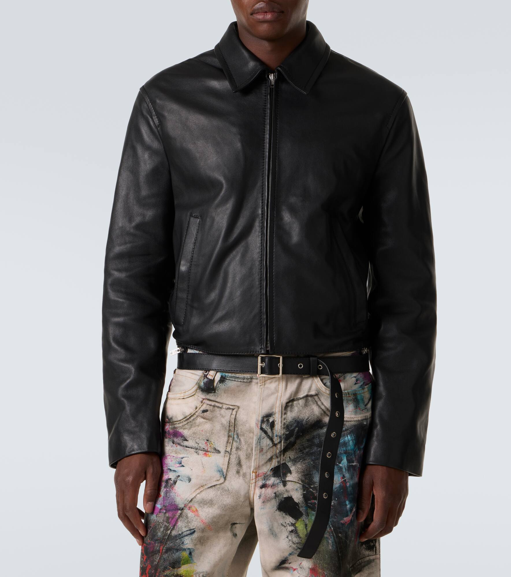 Leather biker jacket - 3