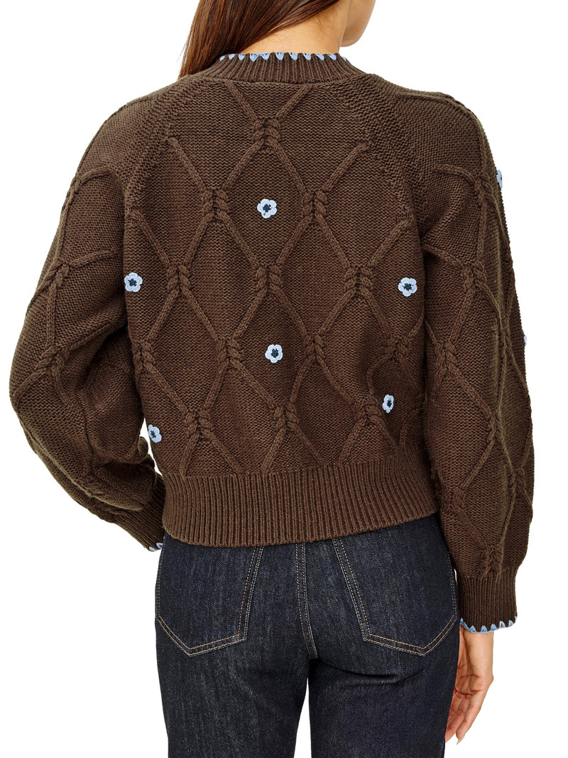 Women's Laurie Floral Cable-Knit Cardigan - Walnut Daisy 4