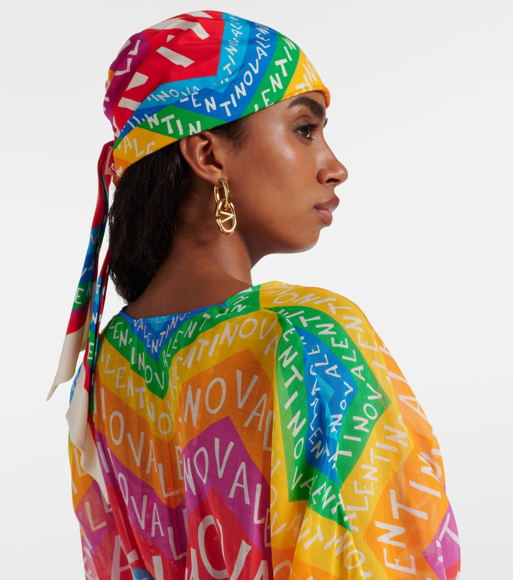Valentino Chevron 24 silk and cotton head wrap - 5