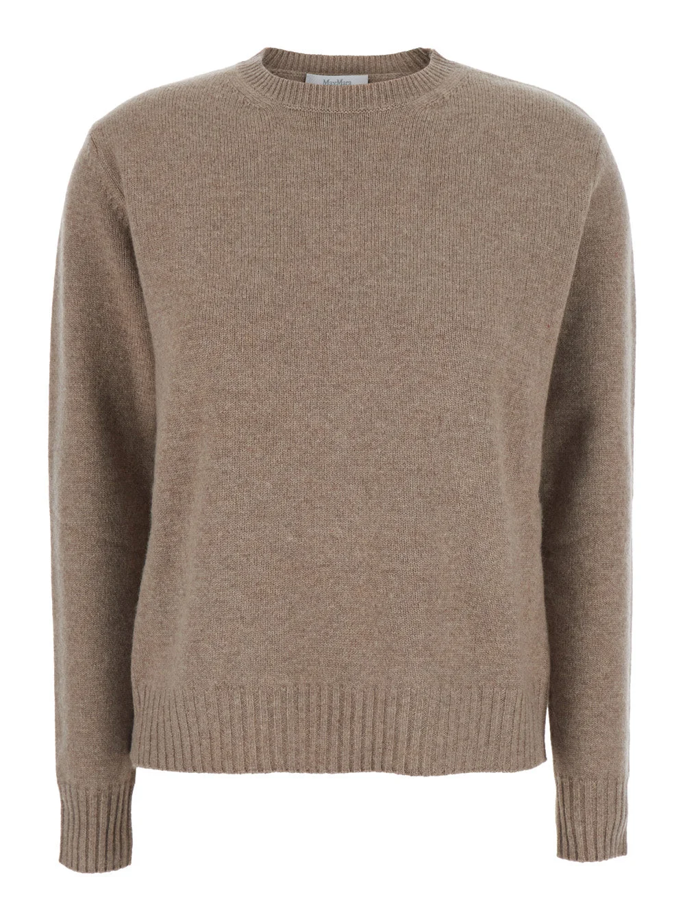 Max Mara Women 'Lume' Beige Crew Neck Sweater With Ribbed Trims In Wool For Women - 1