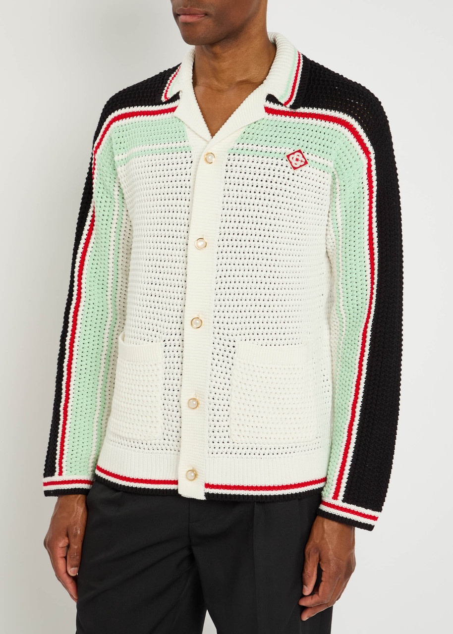 Casablanca Striped-crochet Cotton Shirt - 2