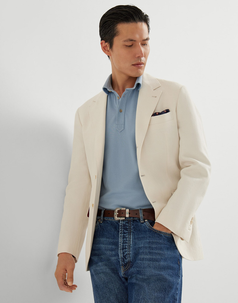 Cotton piqué polo with shirt-style collar 4