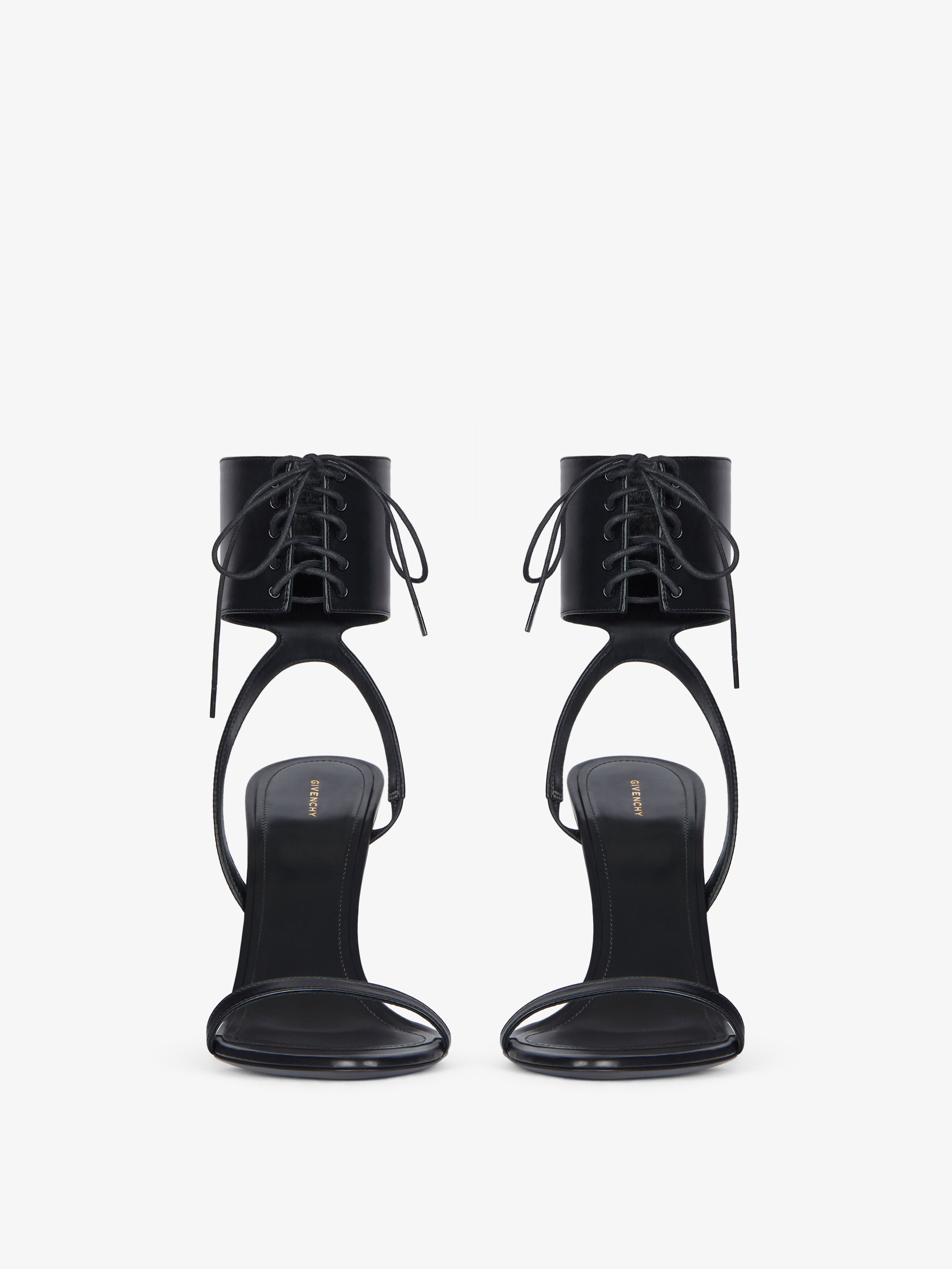 4G LIQUID LACE-UP HEELED SANDALS IN LEATHER - 2