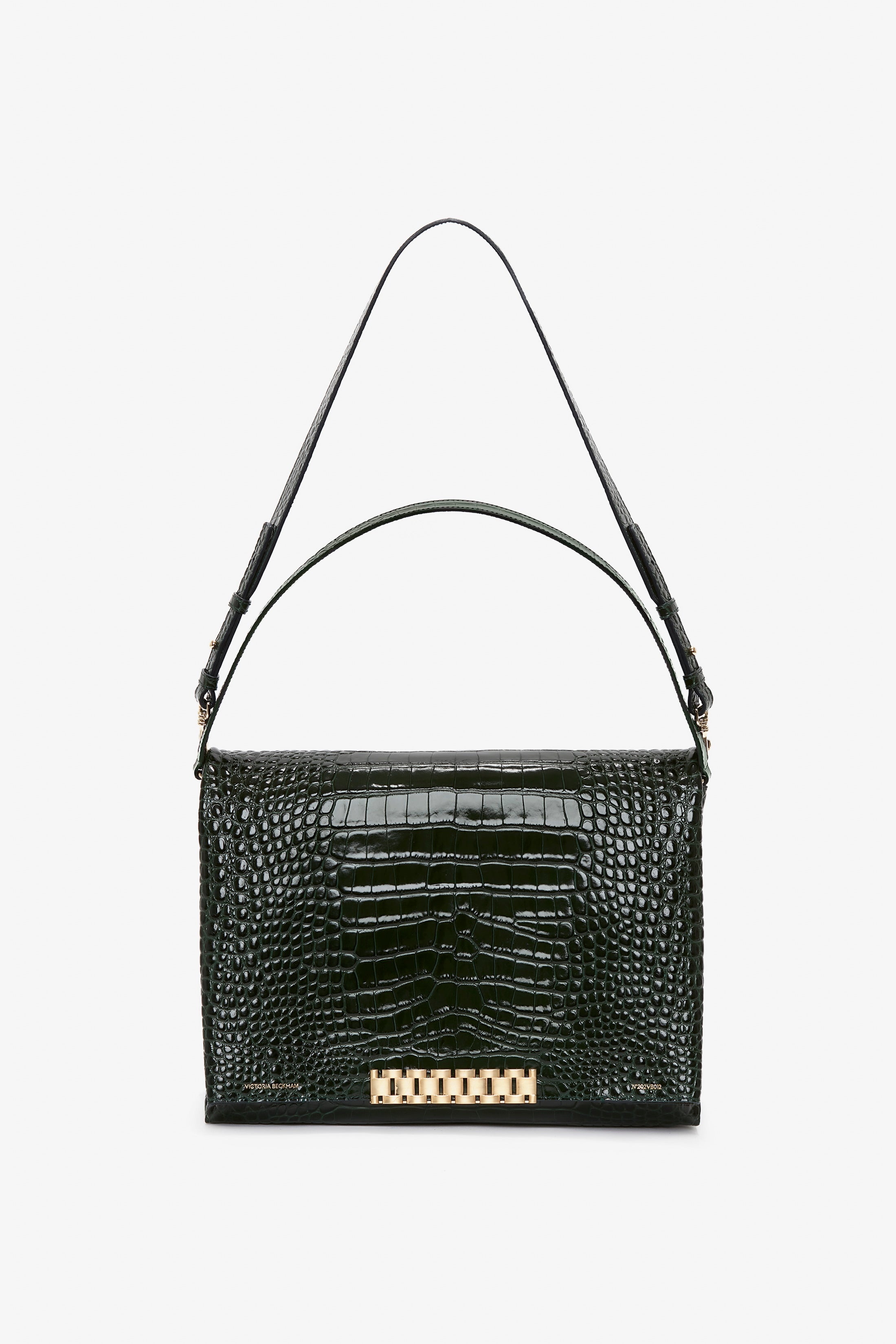 Jumbo Chain Pouch in Dark Forest Croc Leather - 1