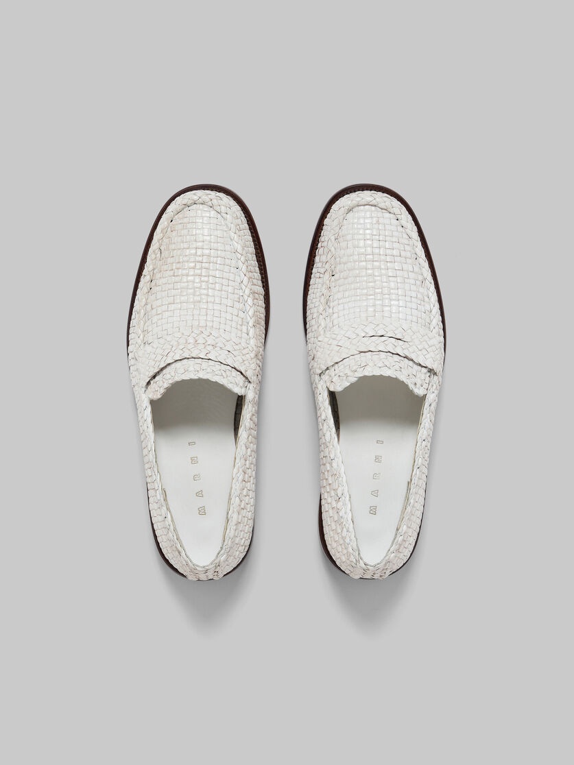 WHITE WOVEN LEATHER BAMBI LOAFER - 4