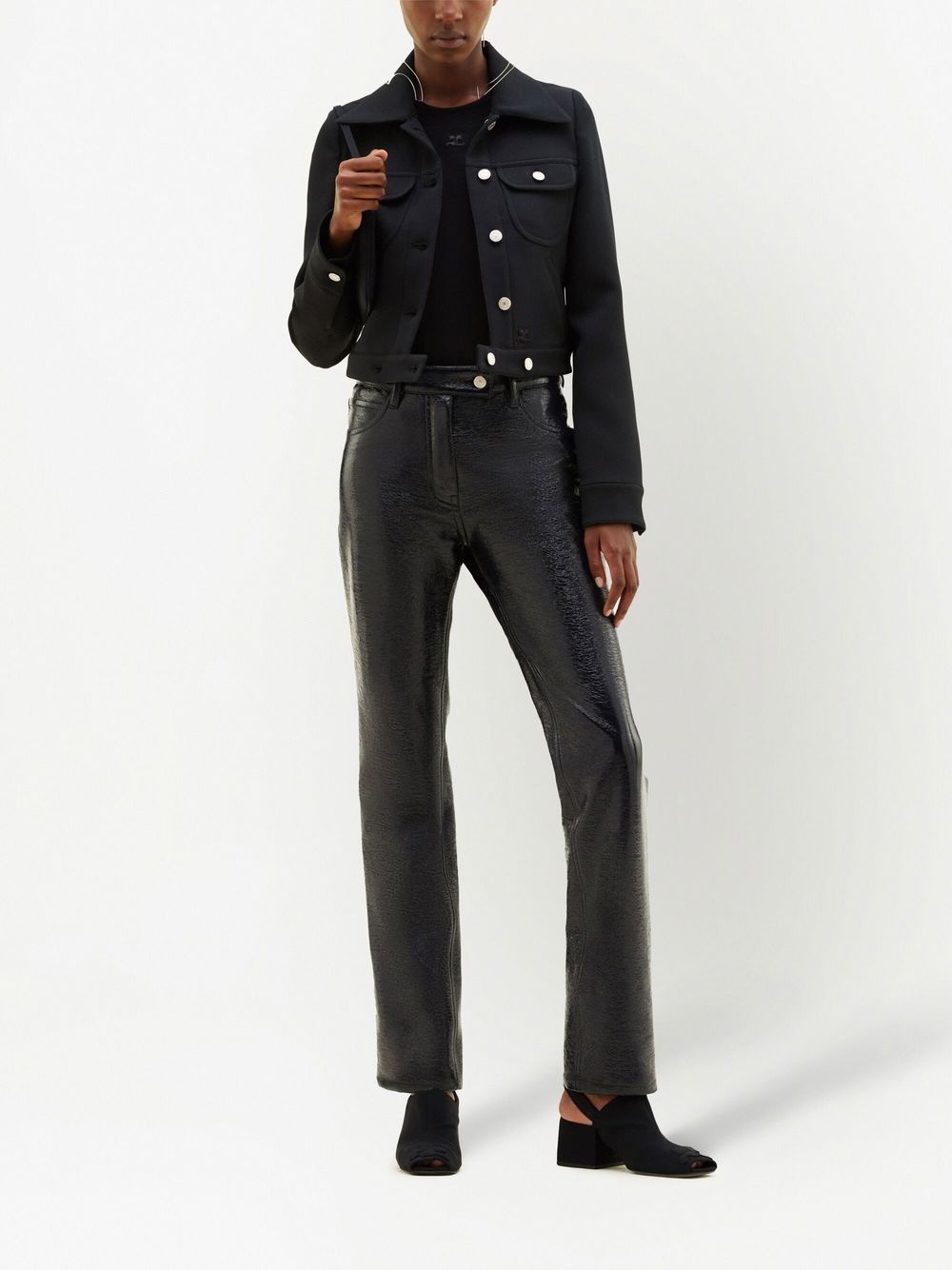 straight-leg vinyl trousers - 2