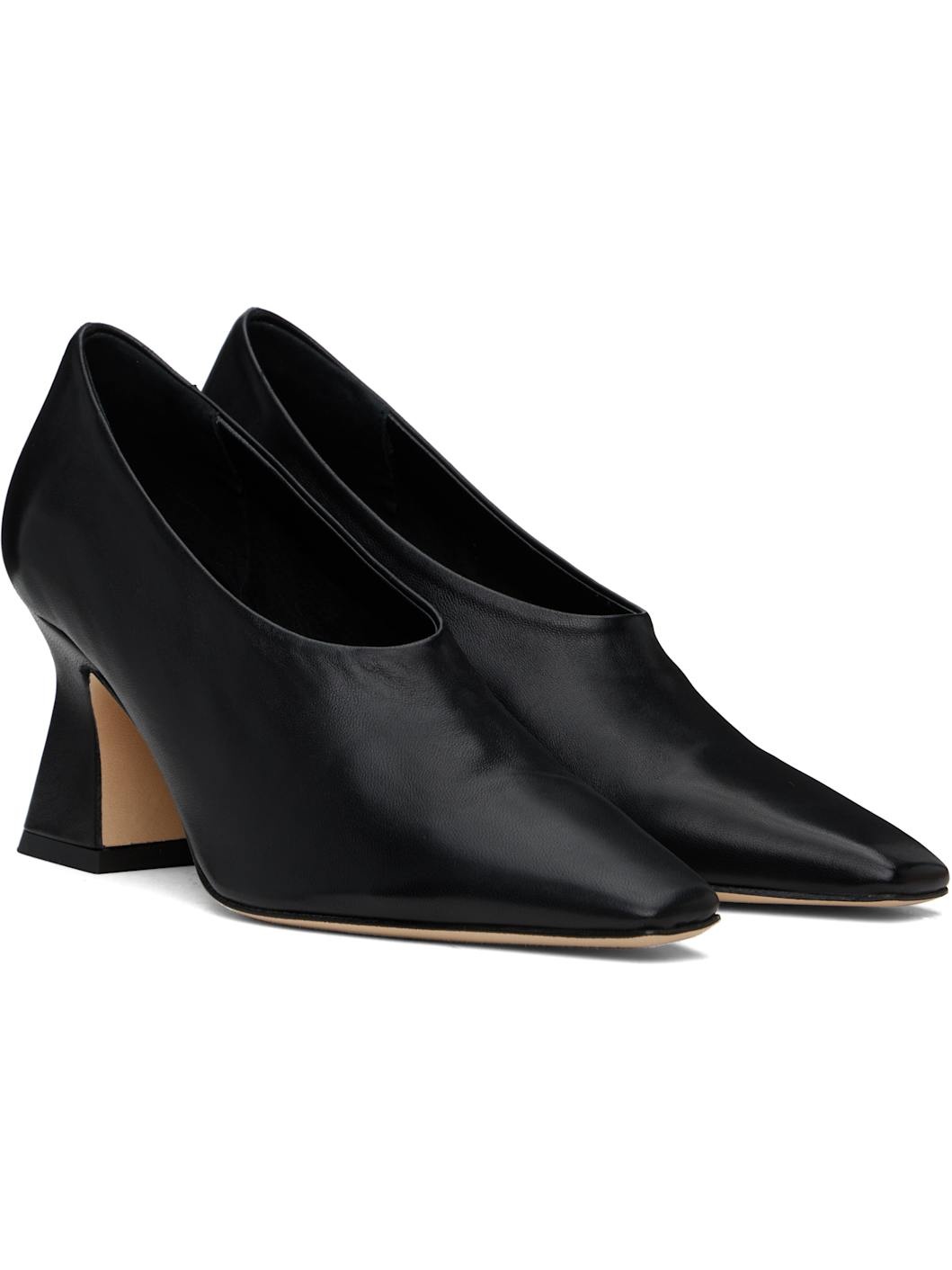 Black Nova Nappa Leather Heels - 4