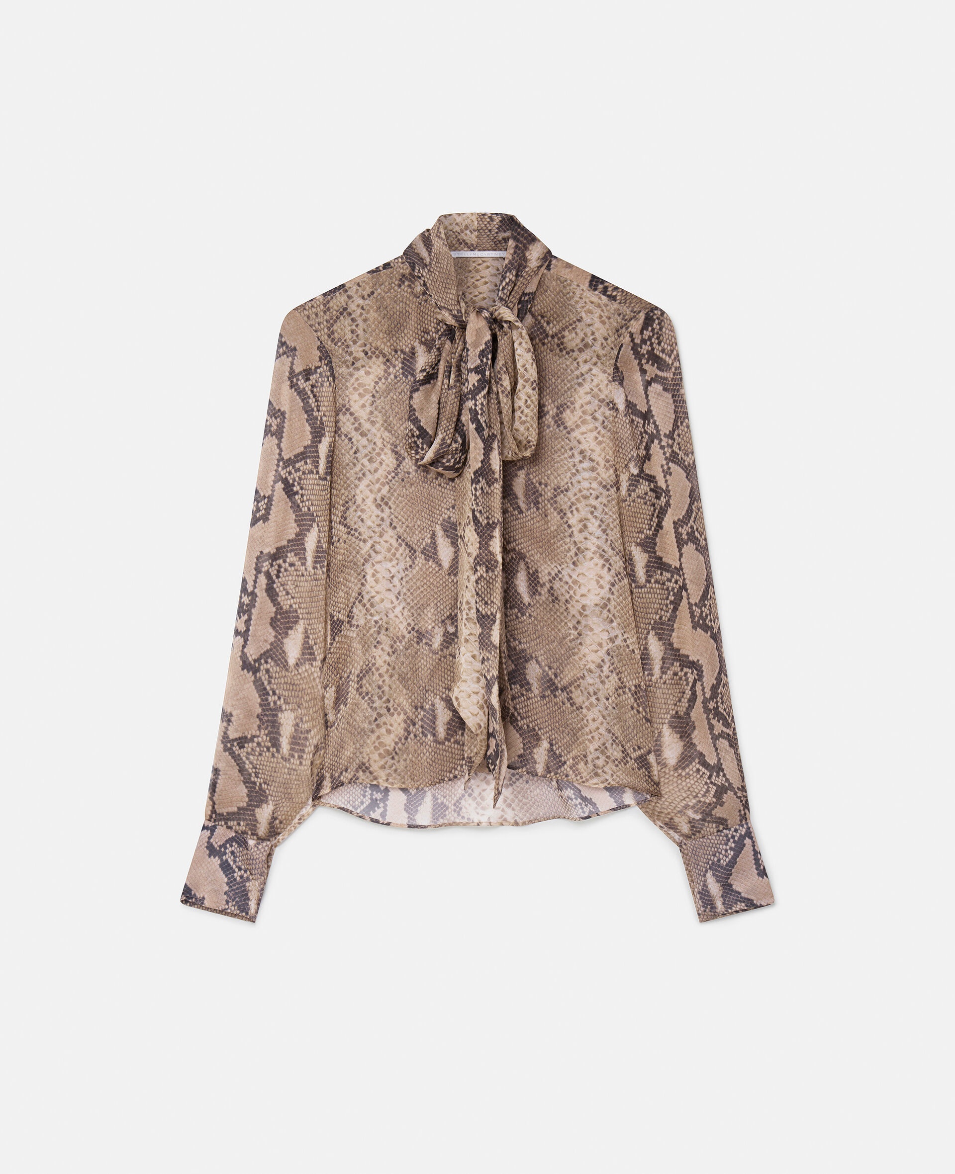 Python Print Silk Chiffon Pussybow Shirt - 3