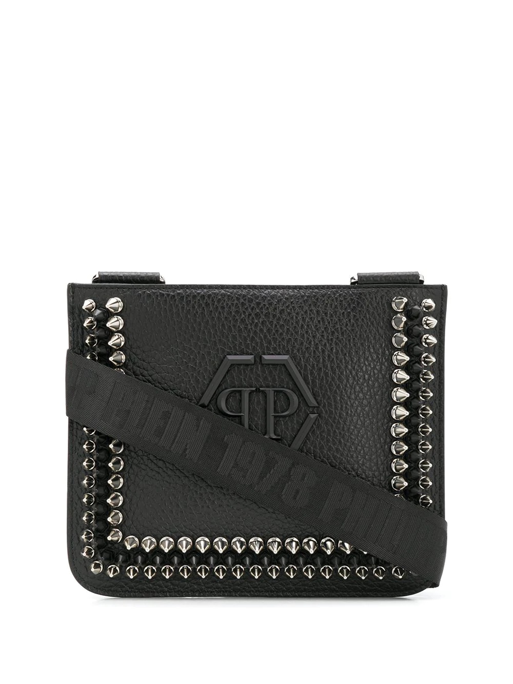 studded logo crossbody bag - 1