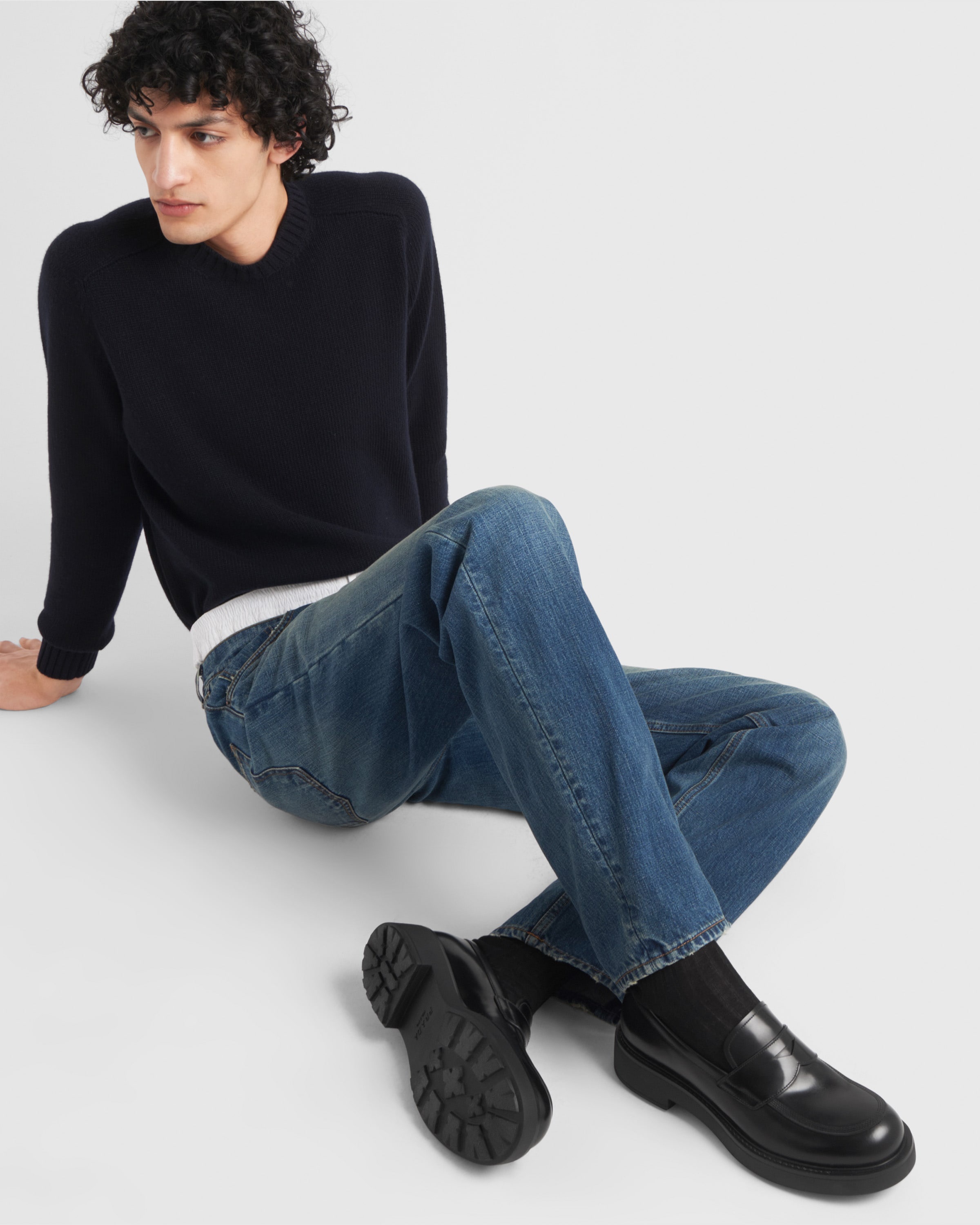 Brushed leather loafers - 3