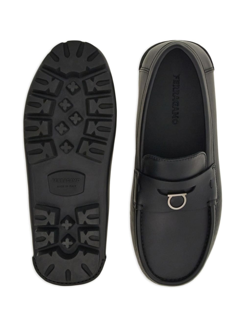 Gancini-plaque leather loafers - 5