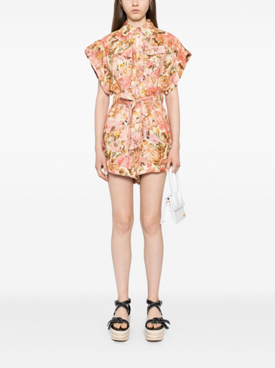 Zimmermann floral-print linen playsuit outlook