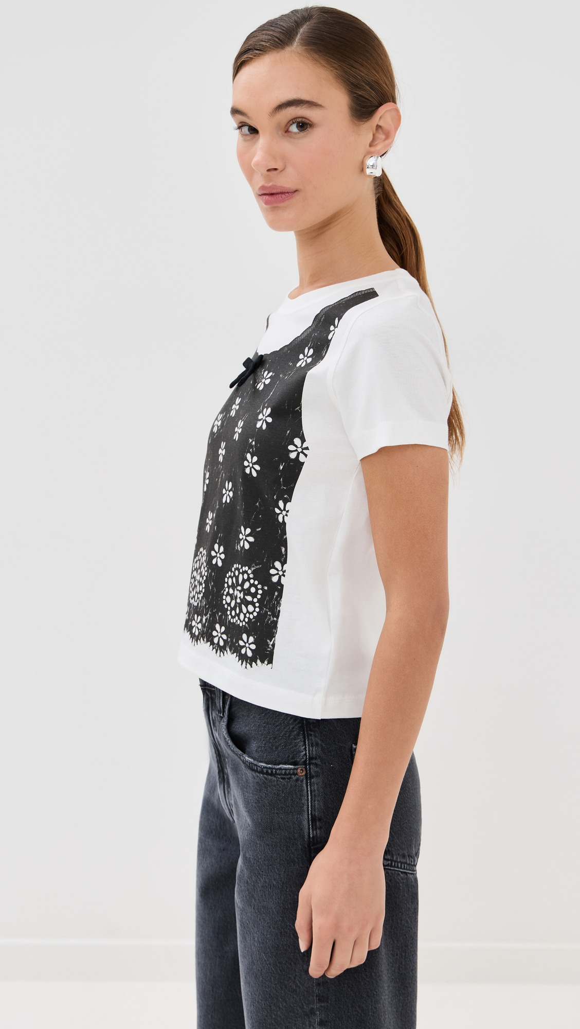 Trompe L'Oeil Eyelet Slim Tee - 3