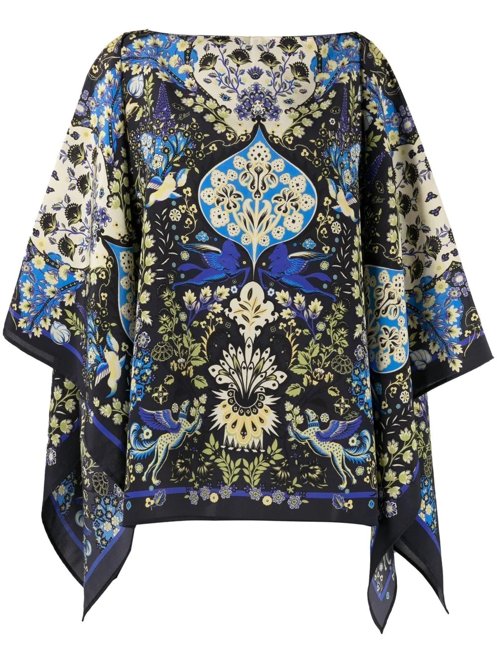 floral-print poncho scarf - 1