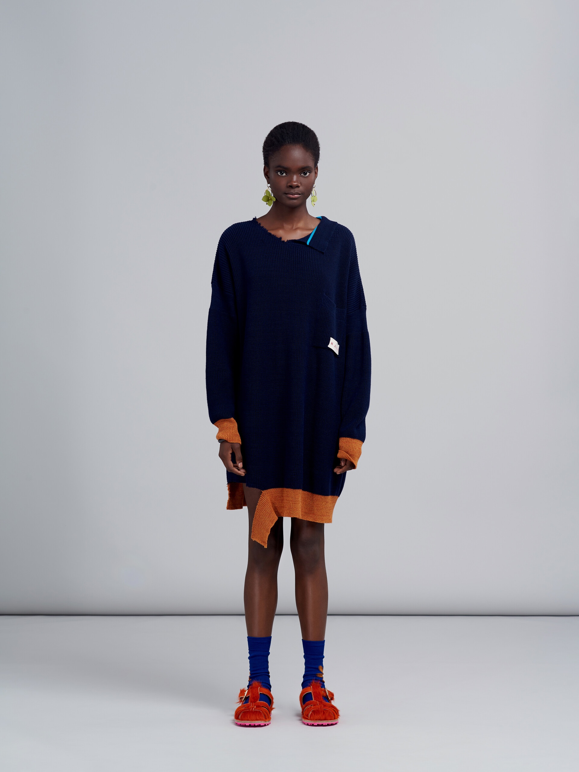 RIBBED BIO COTTON AND WOOL KNIT DRESS - 2