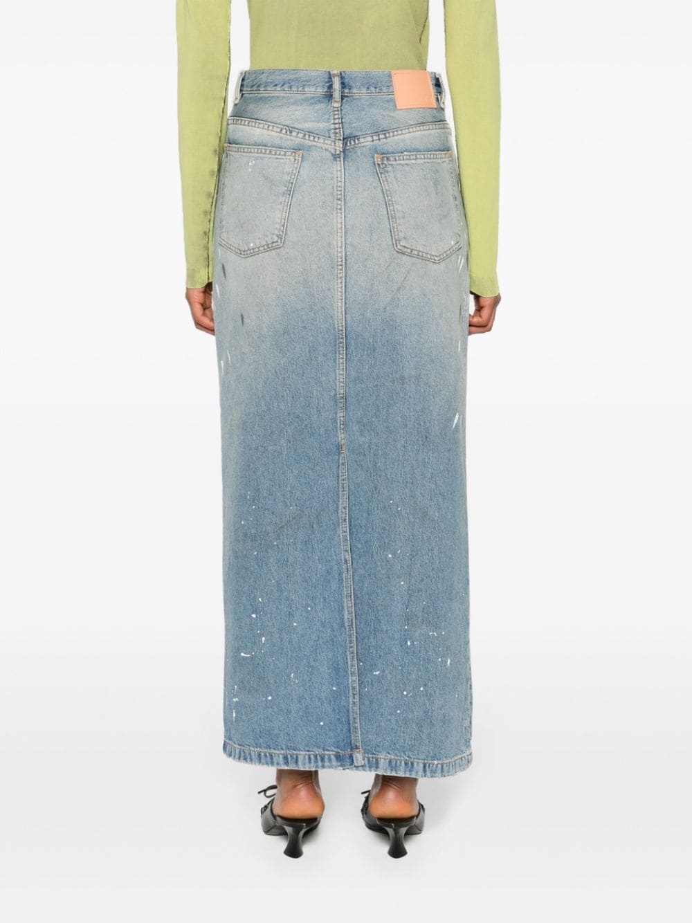 paint-splatter denim maxi skirt - 4