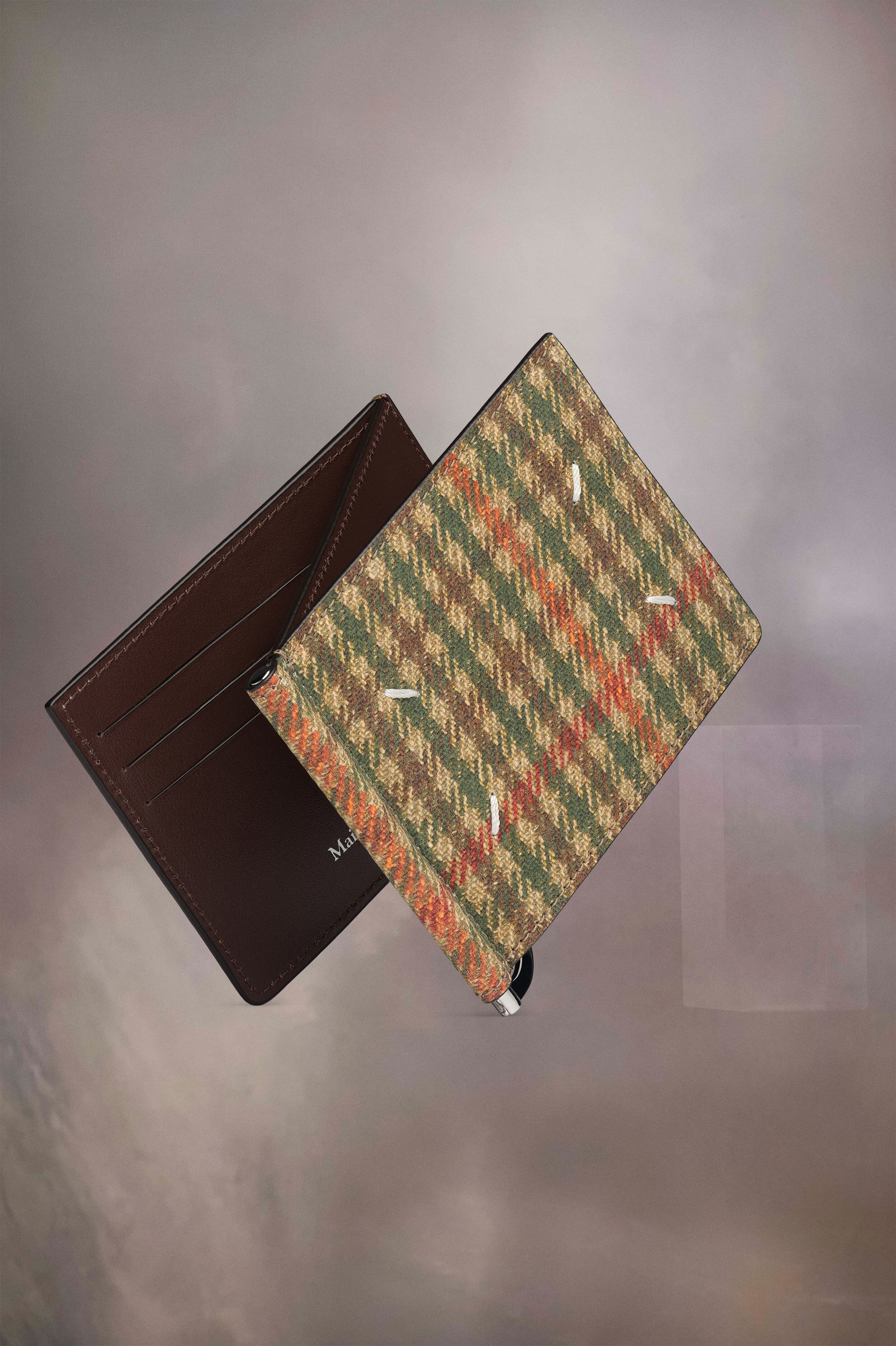Check money clip leather wallet - 4
