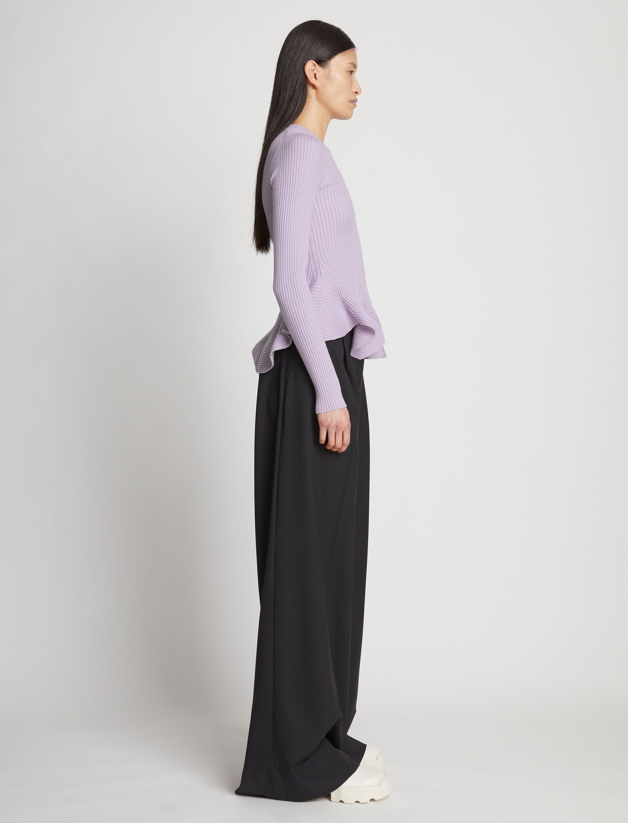 Fluted Rib Knit Peplum Sweater - 4