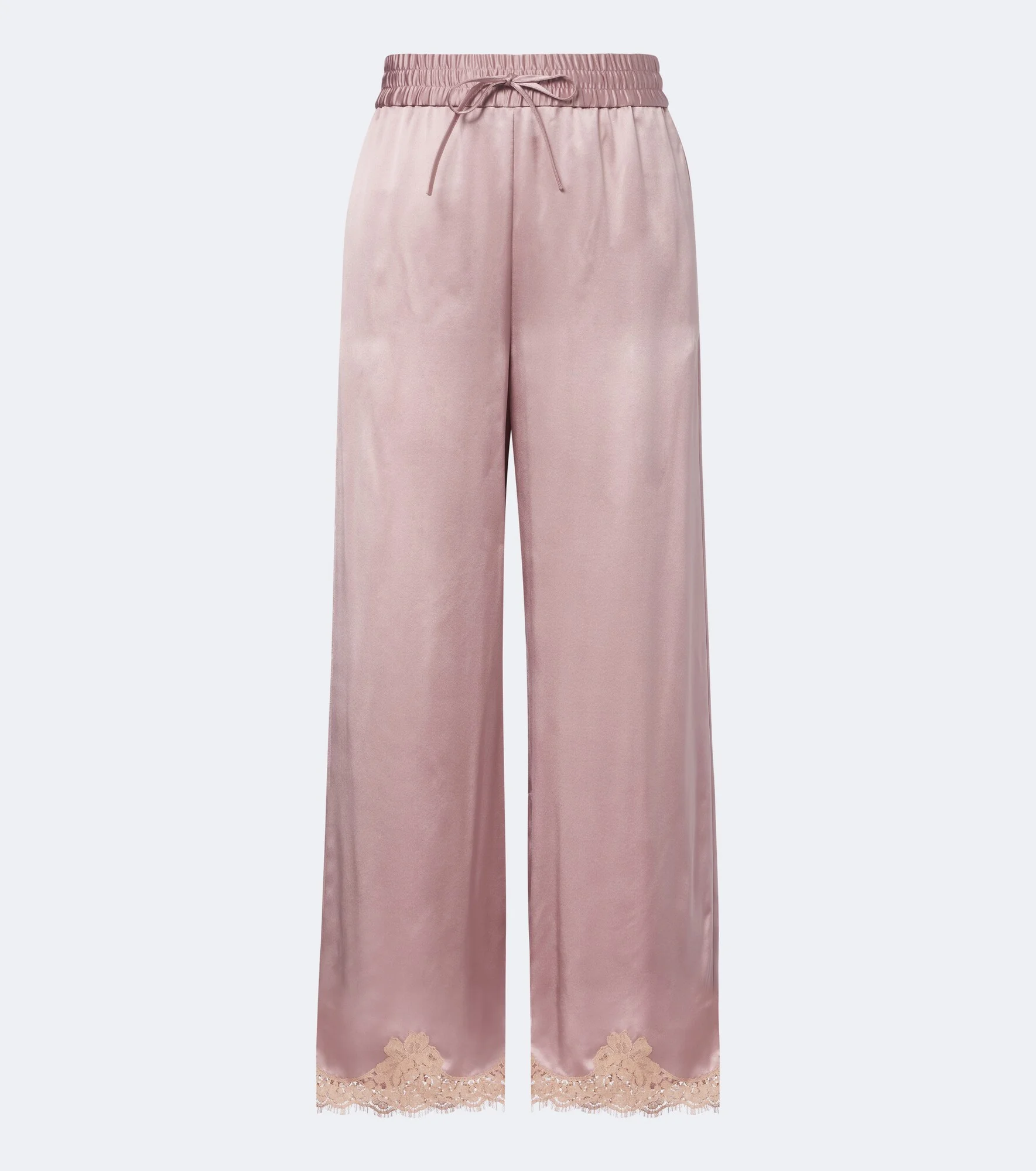 Lace-trimmed silk crêpe satin wide-leg pants - 1
