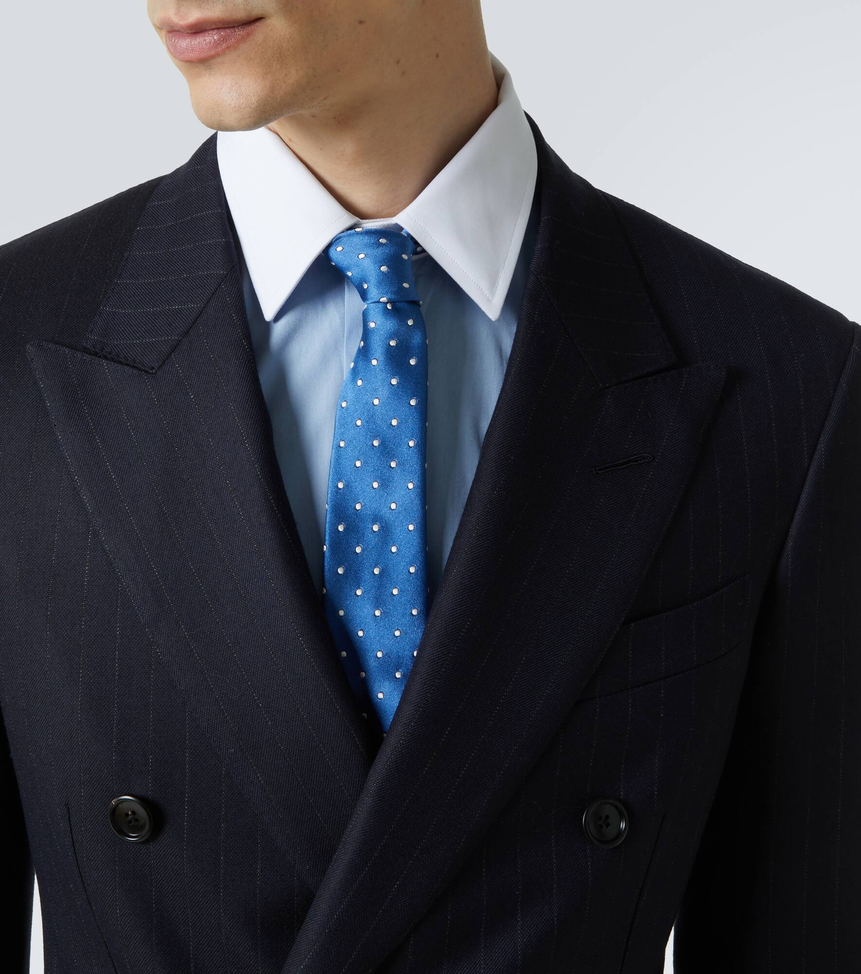 Pinstripe double-breasted wool blazer - 5