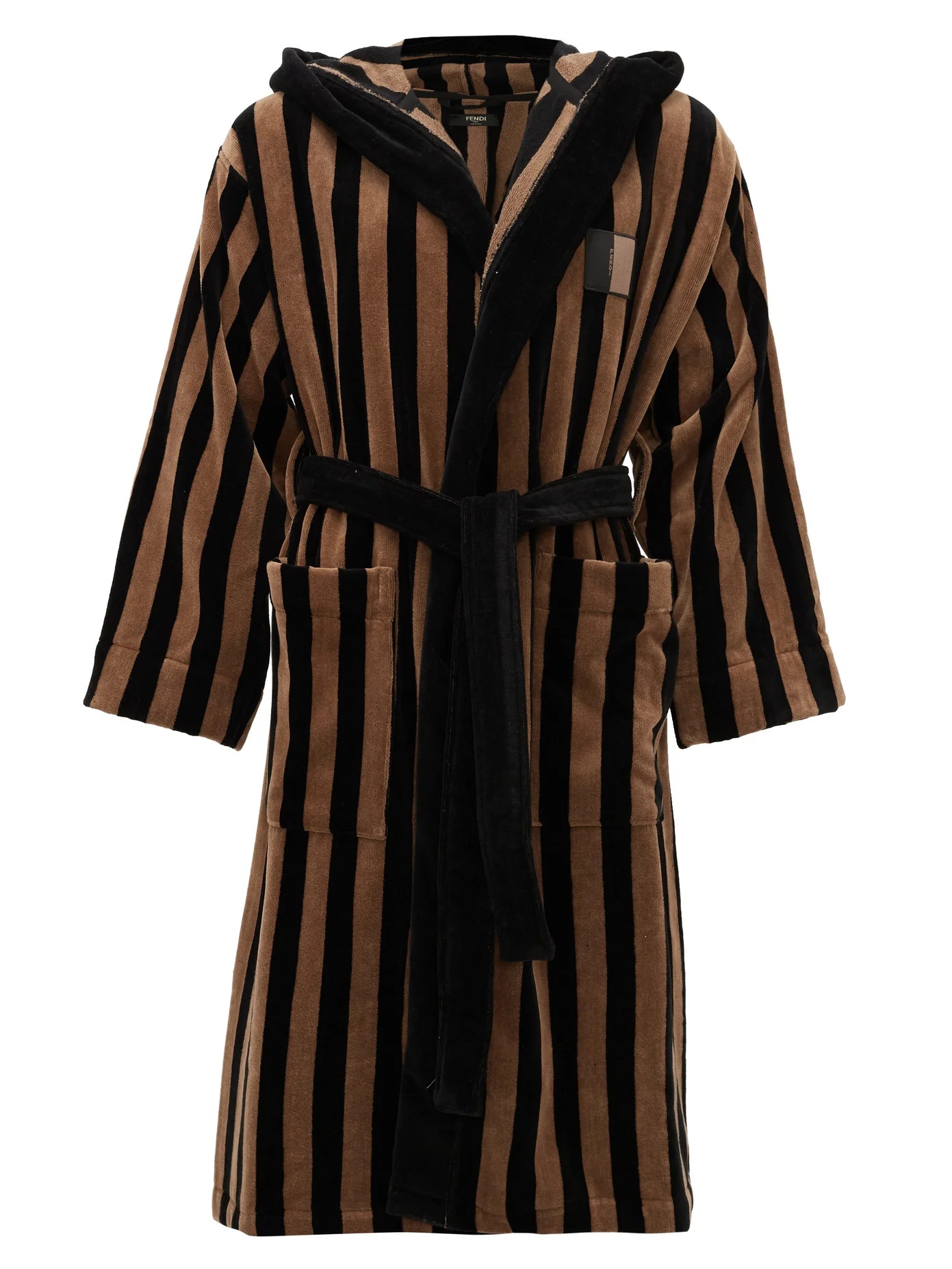 Striped cotton-terry hooded bathrobe - 1