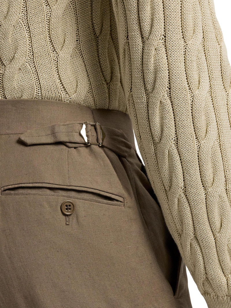 Men's Silk-Linen Slim Trousers - Taupe 6