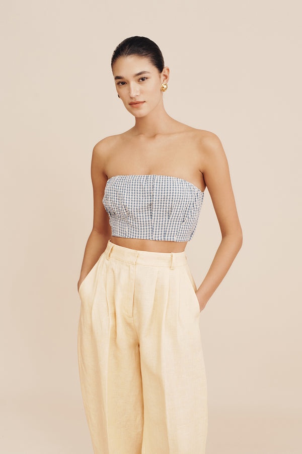 Mira Strapless Crop Top Gingham - 3