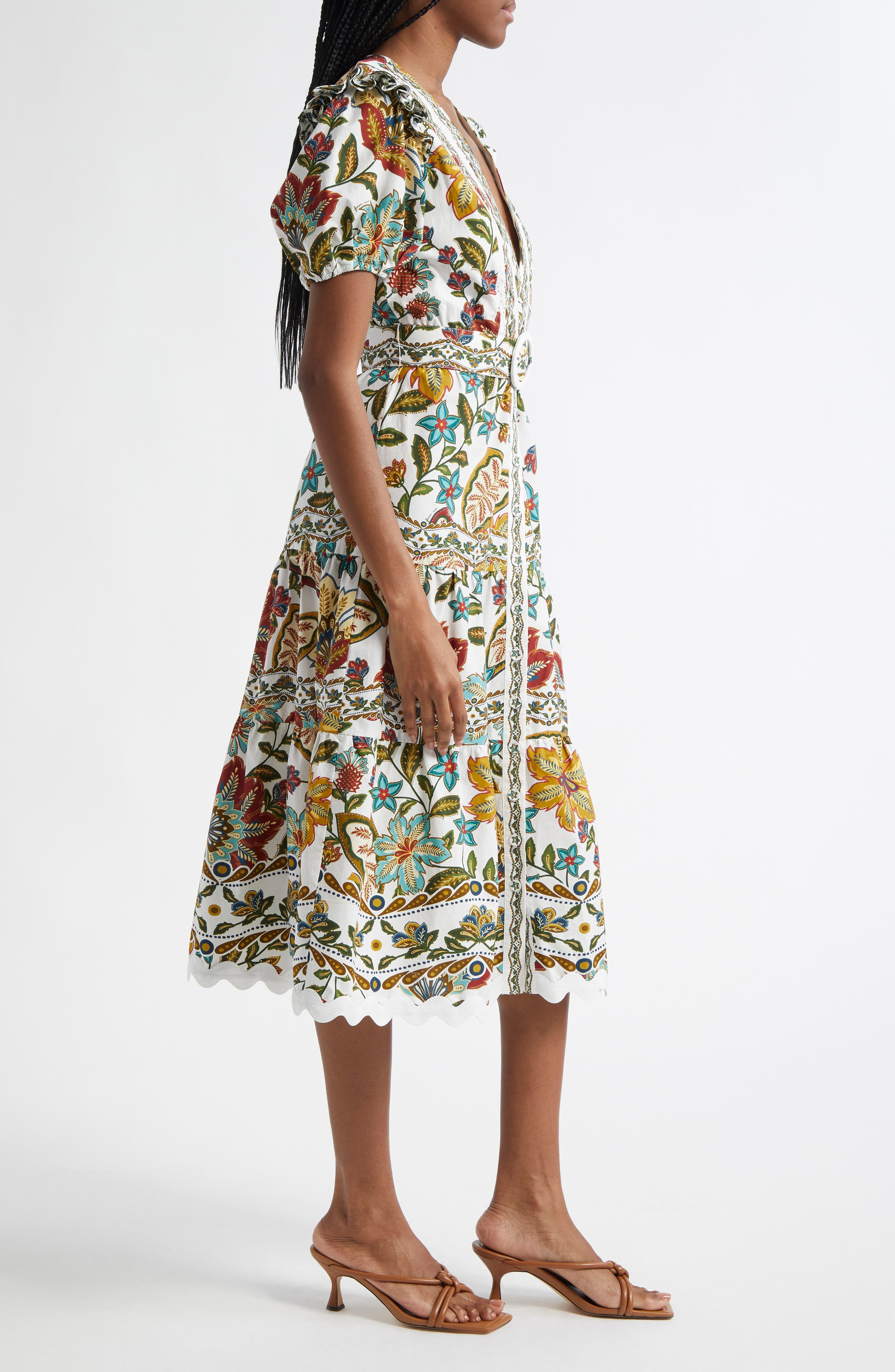 FARM Rio Botanicals Cotton Midi Dress in Off-White at Nordstrom - 3