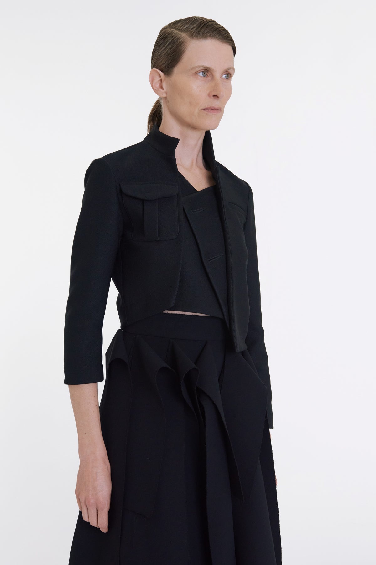CROPPED ASYMMETRIC JACKET BLACK - 2
