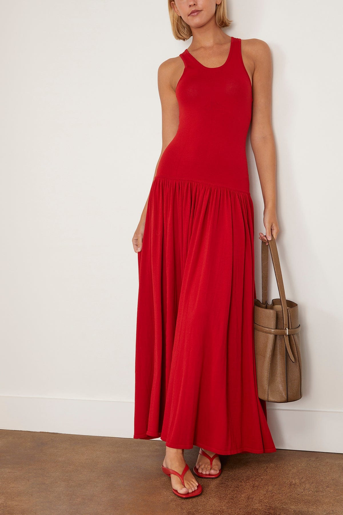 Jada Long Knit Dress in Red - 2