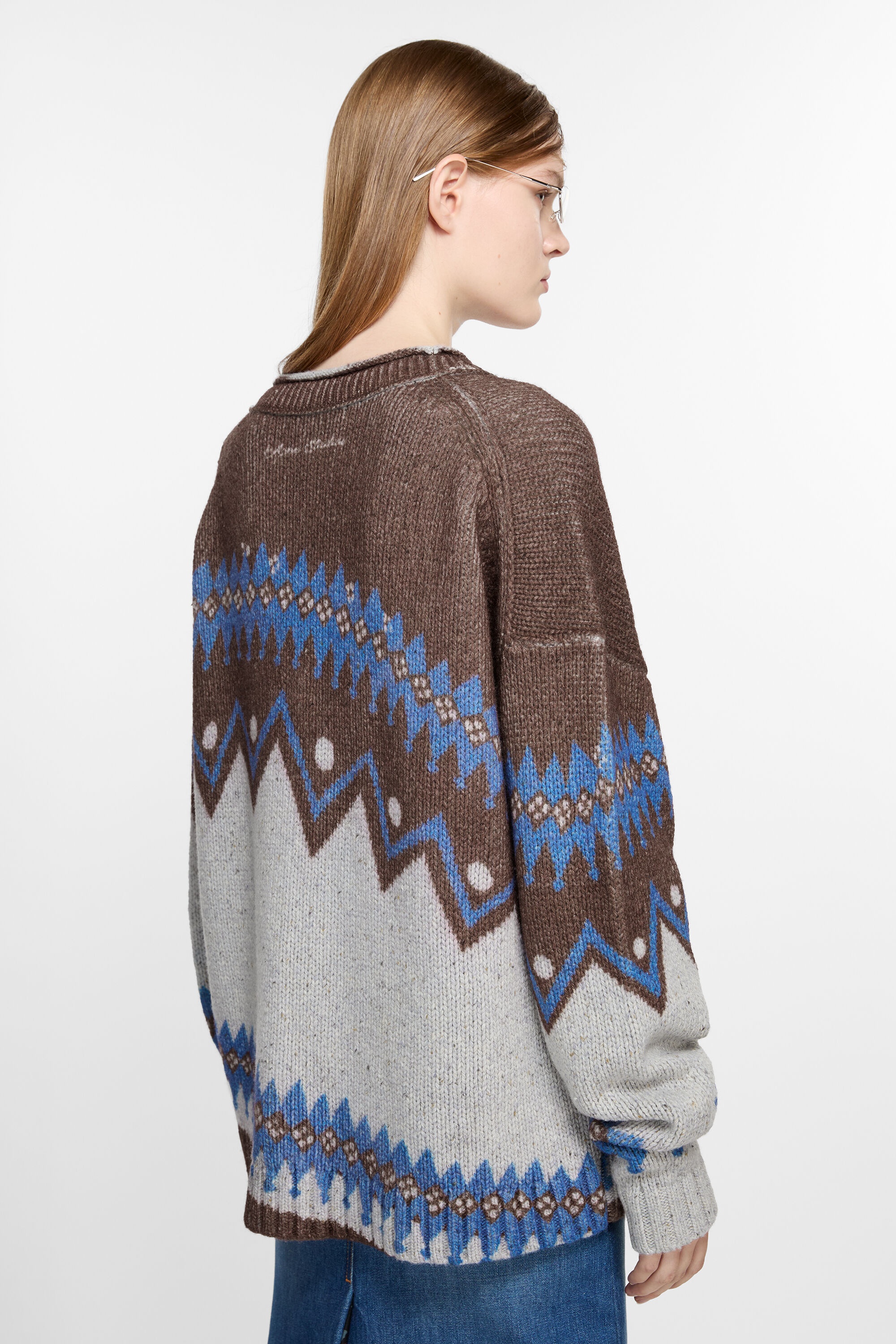 Jacquard wool cardigan - Brown/multi - 3