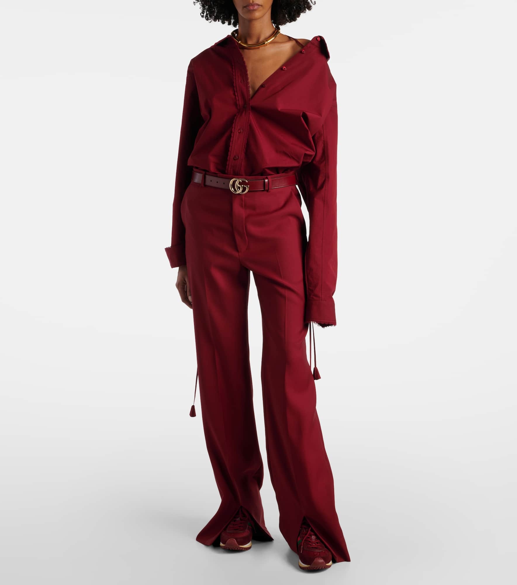 Lace-trimmed cotton poplin shirt - 2