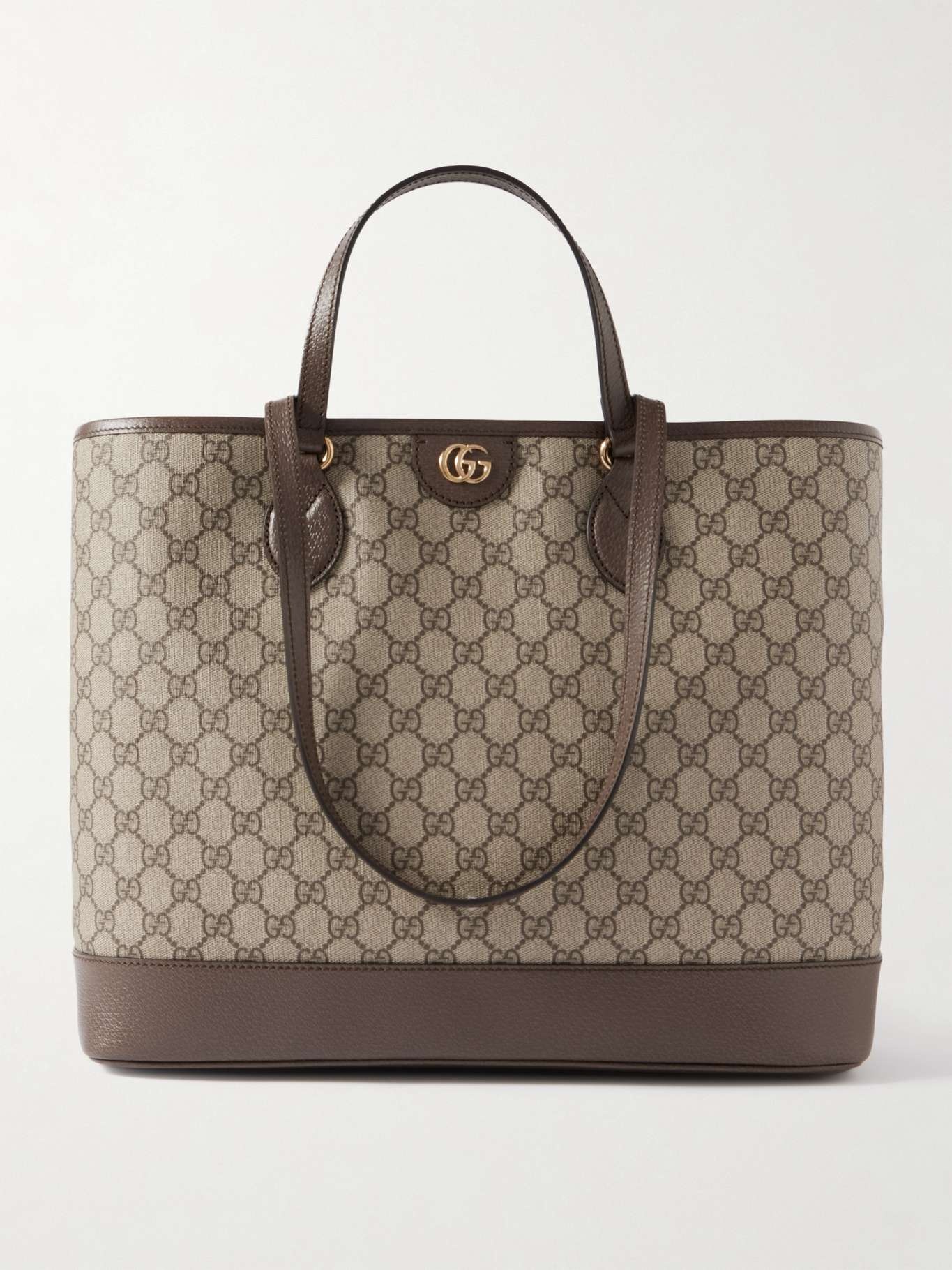 GUCCI Ophidia textured leather-trimmed printed coated-canvas tote