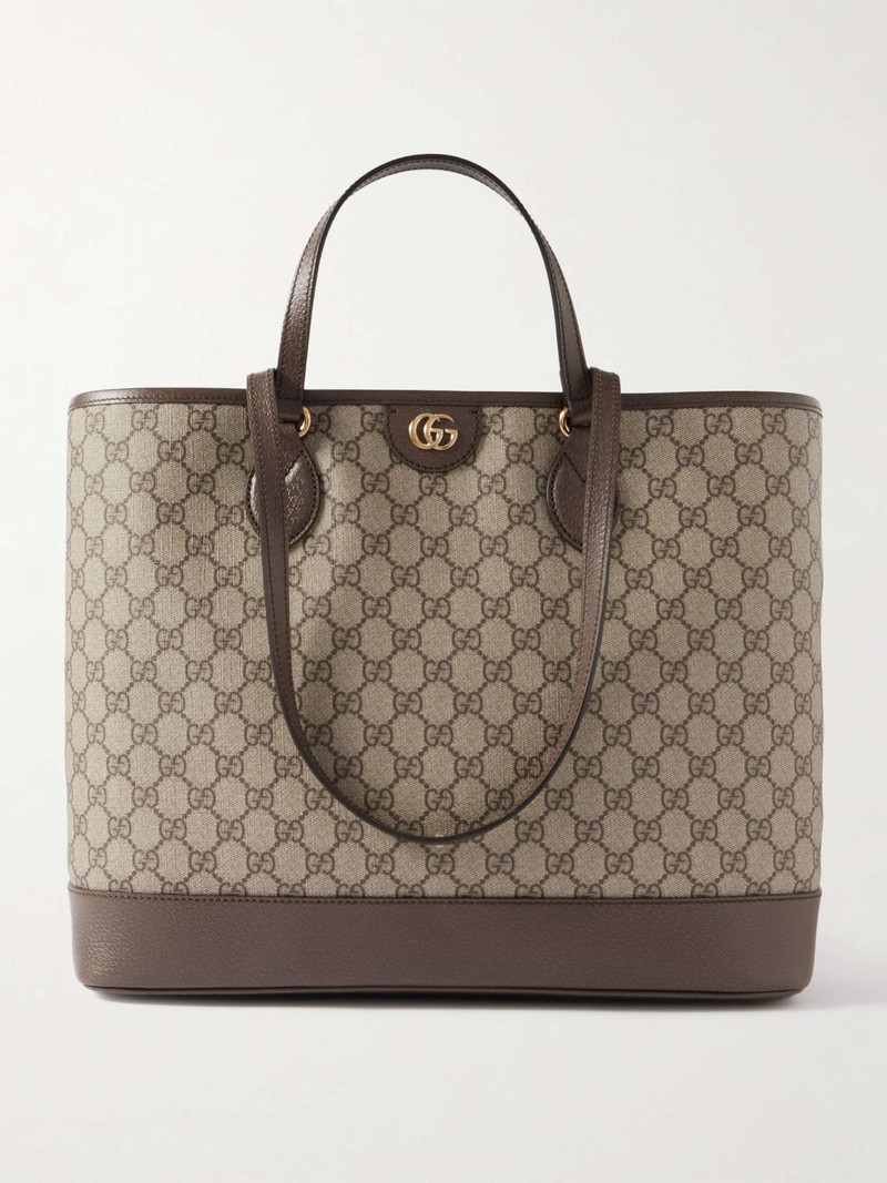 Ophidia textured leather-trimmed printed coated-canvas tote - 1