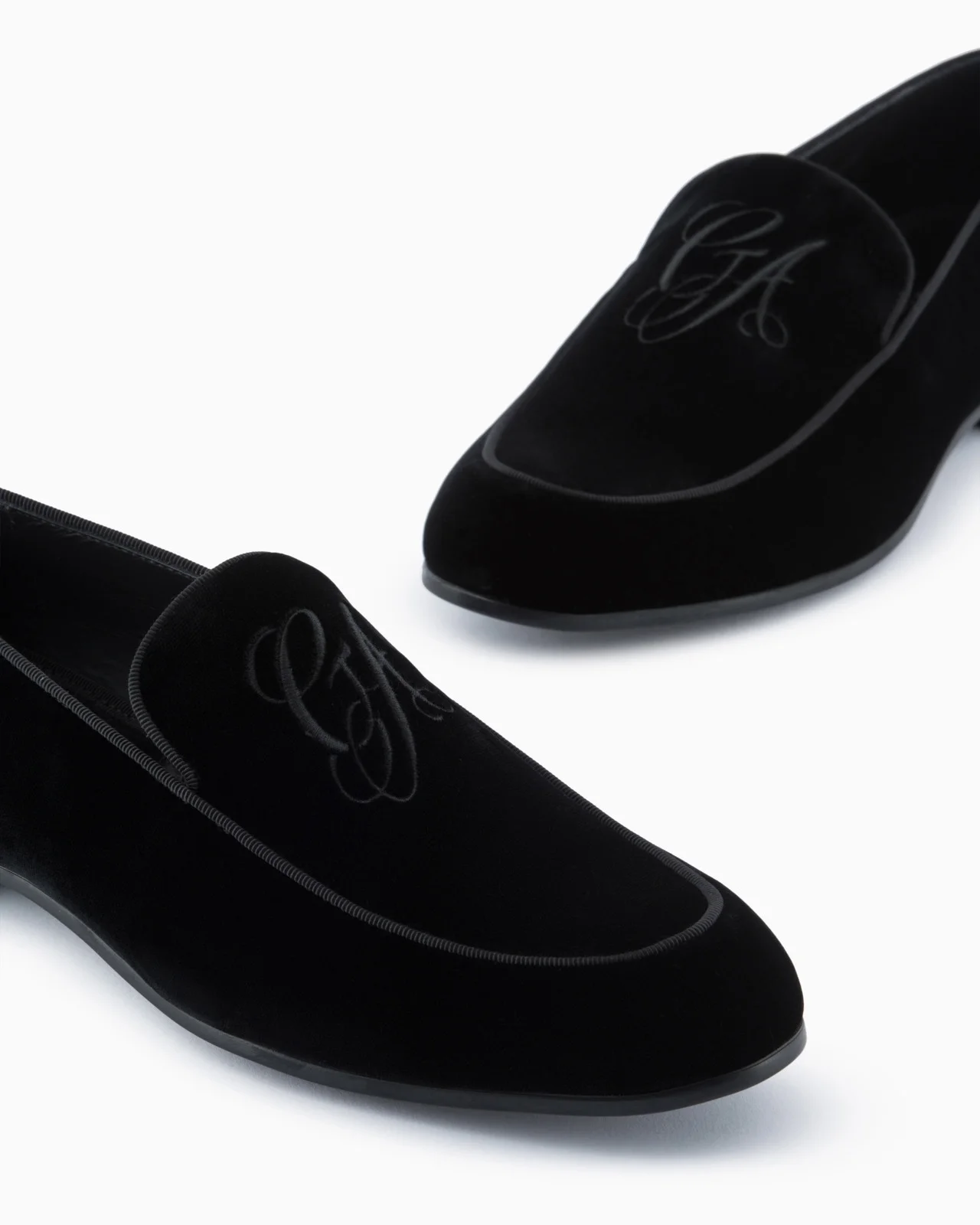 Giorgio Armani Black Velvet Loafers Giorgio Armani Men main image 4