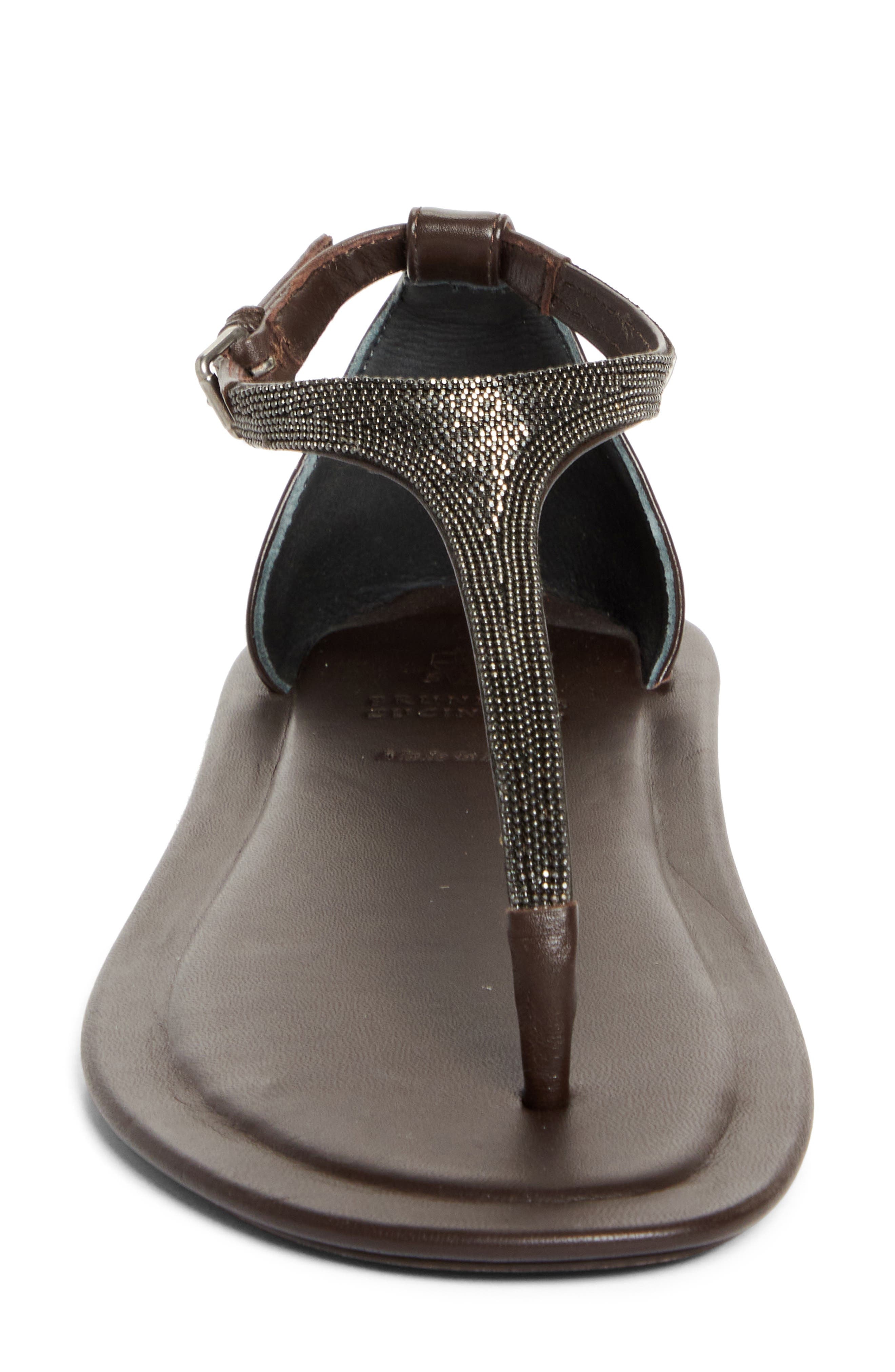Brunello Cucinelli Monili T-Strap Sandal in C8279 Testa Moro at Nordstrom - 4