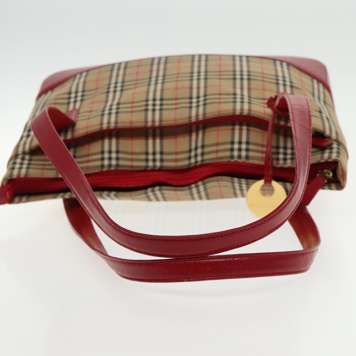 Burberry Nova Check Tote Bag Canvas Red Beige - 7