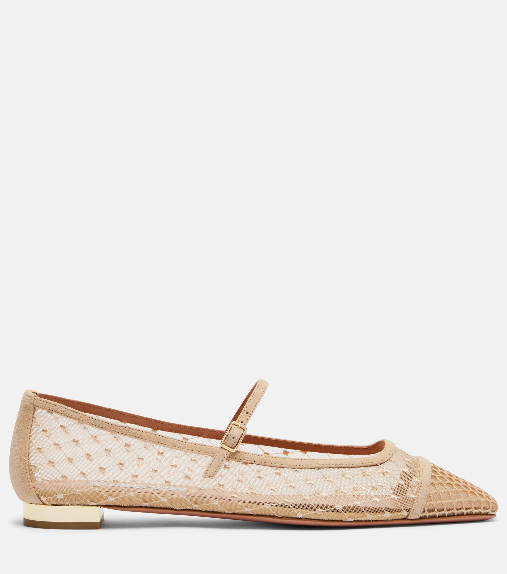 Juliette suede-trimmed Mary Jane flats - 4