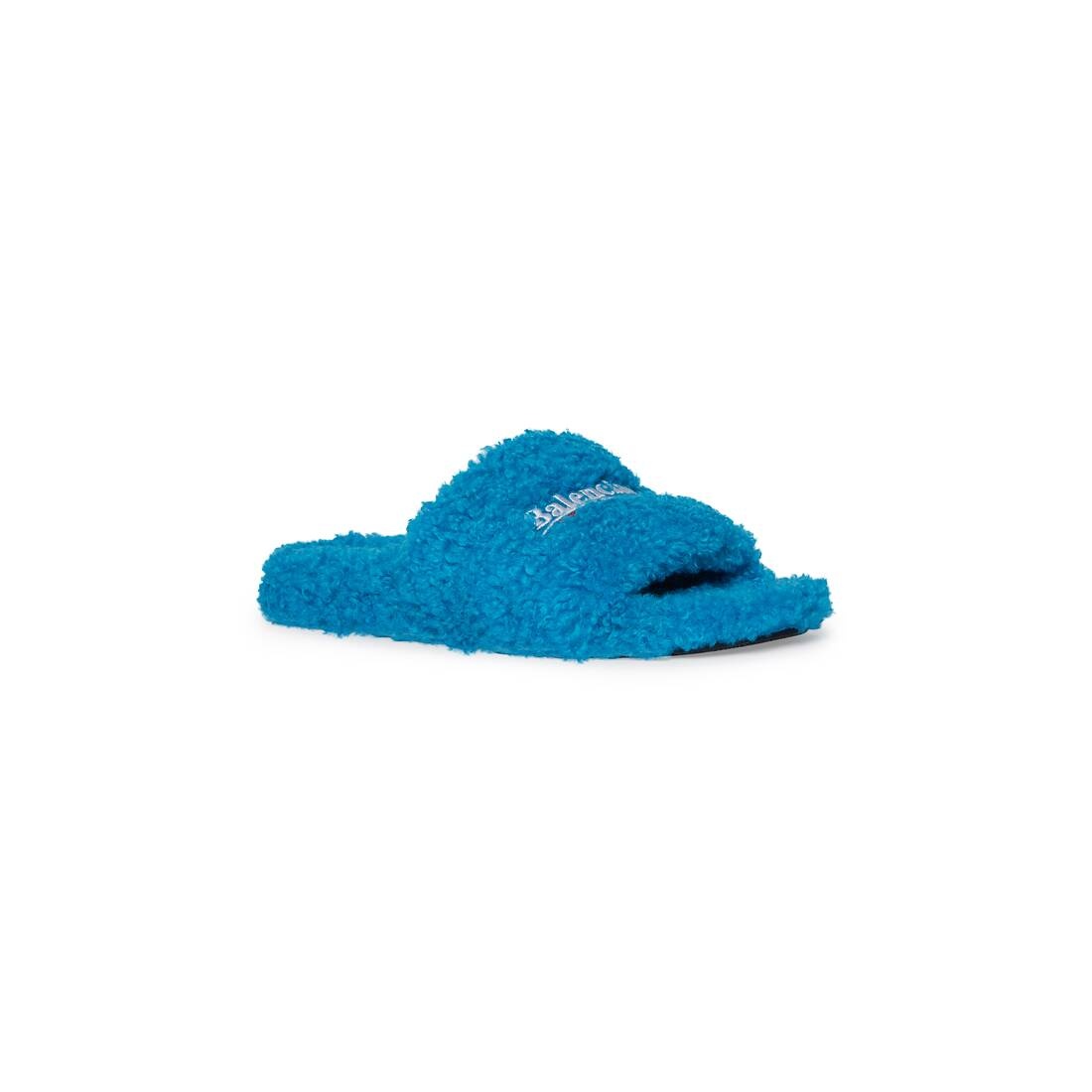 Men's Furry Slide Sandal in Blue - 2