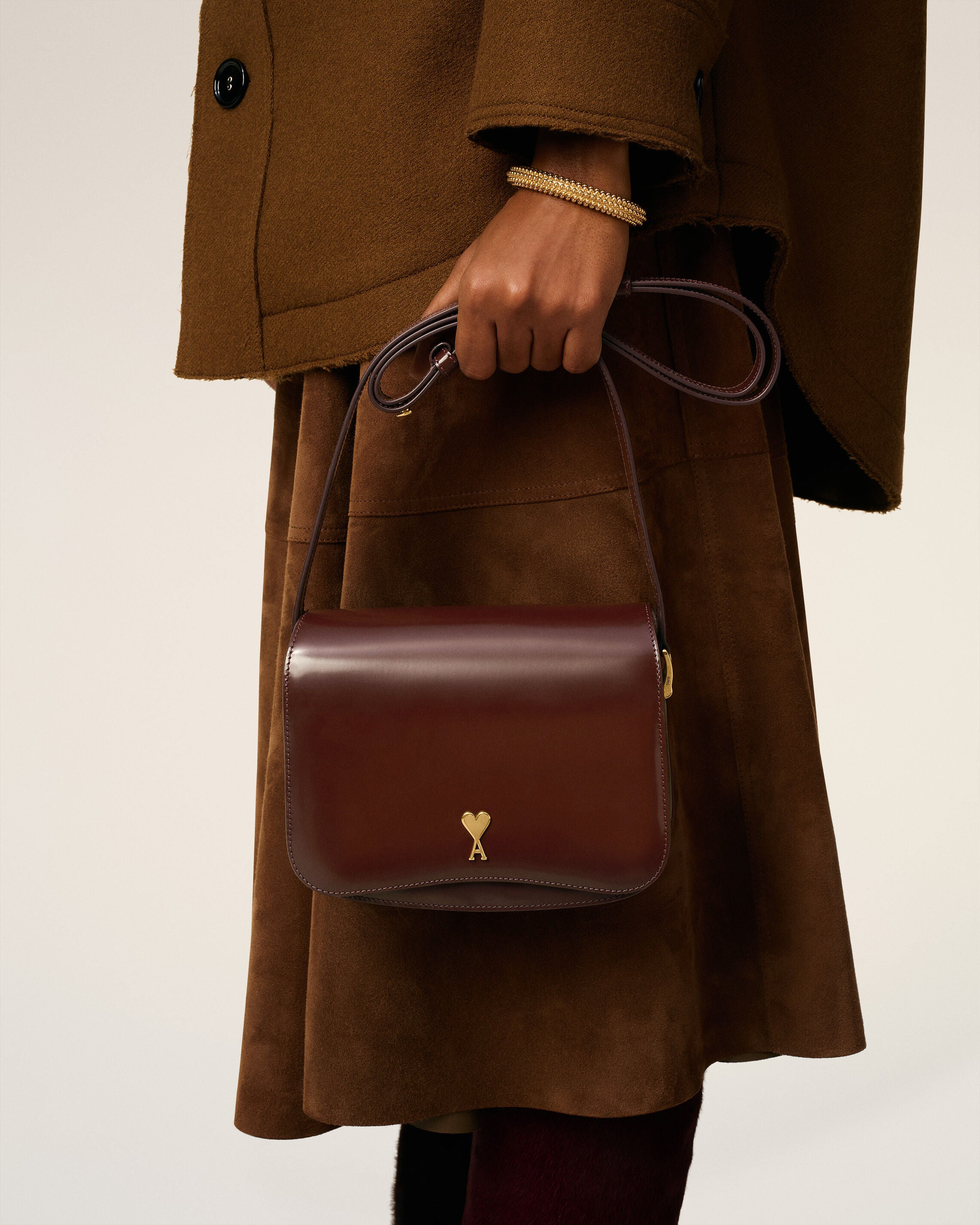 BURGUNDY GLAZED LEATHER PARIS PARIS BAG - 2
