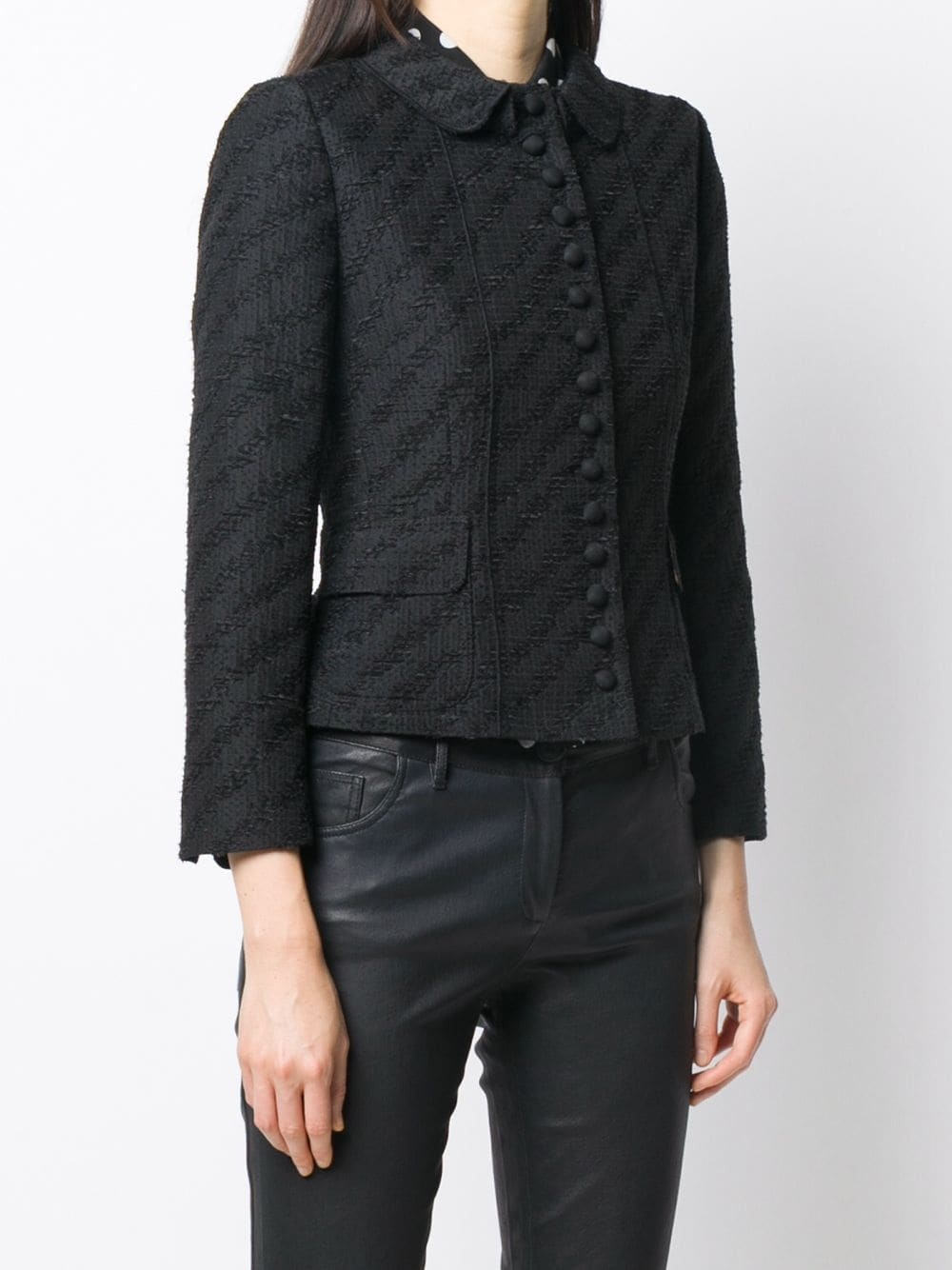 diagonal bouclé cropped jacket - 3